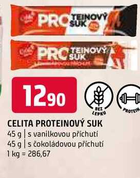Celita proteinový suk 45 g s vanilkovou příchutí 45 g s čokoládovou příchutí  v akci