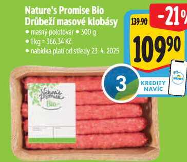 Nature's Promise Bio Drůbeží masové klobásy, 300 g 