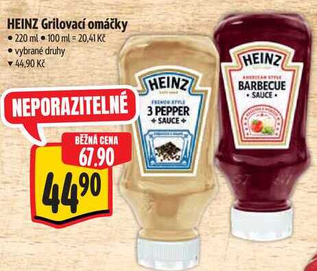 HEINZ Grilovací omáčky, 220 ml