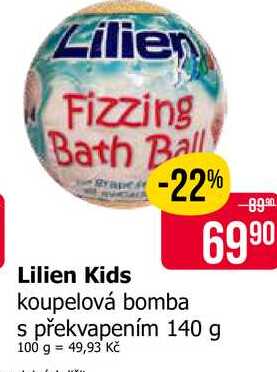 Lilien Kids koupelová bomba s překvapením 140 g 
