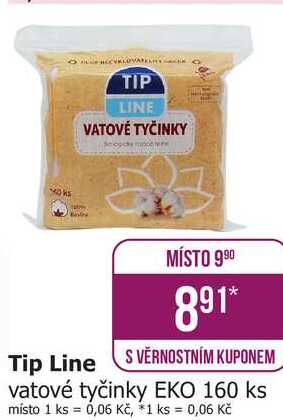 Tip Line vatové tyčinky EKO 160 ks 