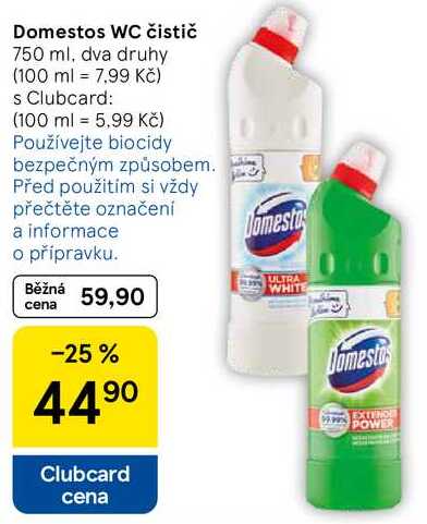 Domestos WC čistič, 750 ml, dva druhy  