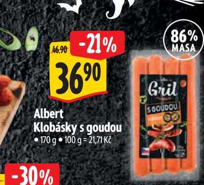  Albert Klobásky s goudou 170 g  