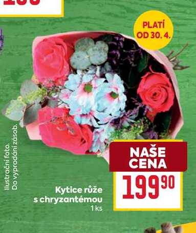 Kytice růže s chryzantémou 1ks 