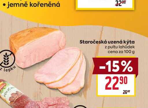 Staročeská uzená kýta z pultu lahůdek cena za 100 g 