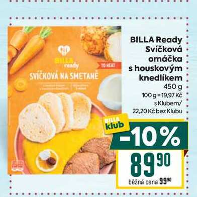 BILLA Ready Svíčková omáčka s houskovým knedlíkem 450 g 