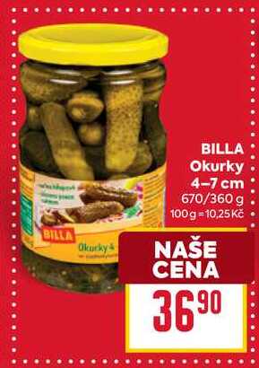 BILLA Okurky 4-7 cm 670/360 g