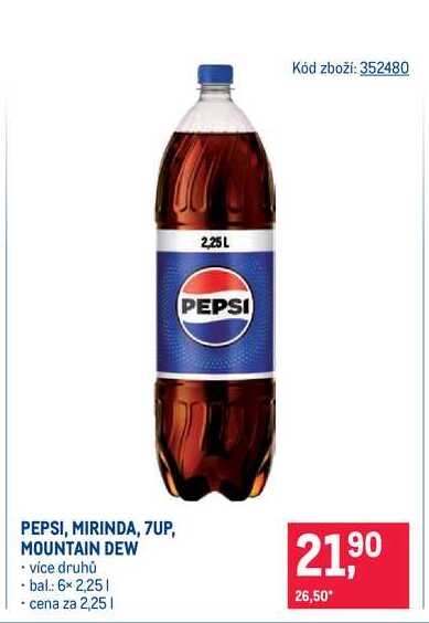 Pepsi mirinda 7up mountain dew více druhů 2,25l