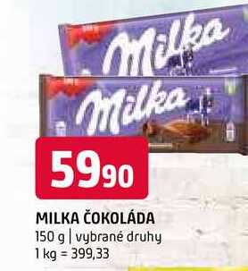 Milka čokoláda 150 g, vybrané druhy