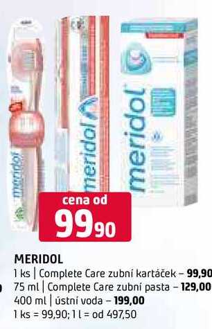 Meridol 1 ks Complete Care zubní kartáček 075 ml Complete Care zubní pasta 400 ml ústní voda 