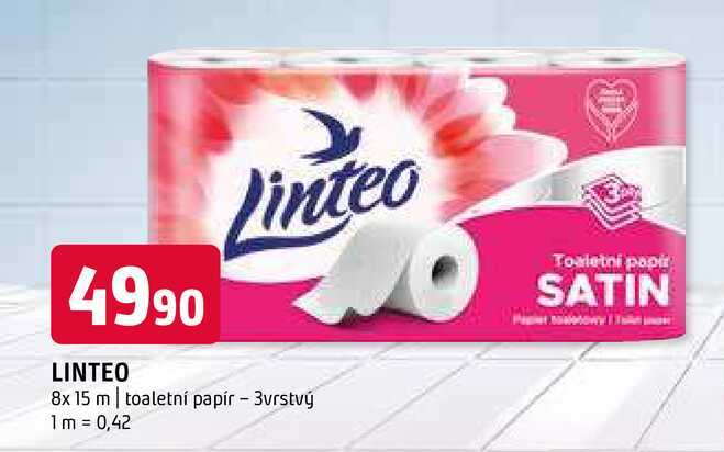 Linteo 8x 15 m toaletní papír 3vrstvý Toaletni papir 