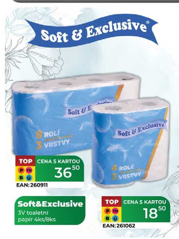 Soft&Exclusive 3V toaletní papír 4ks/8ks  