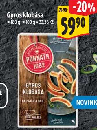 Gyros klobása, 180 g 