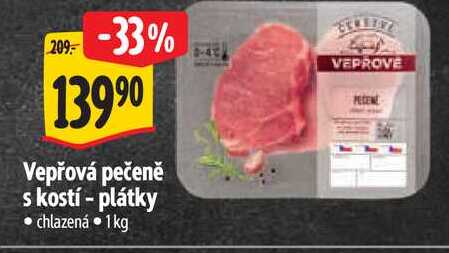 Vepřová pečeně s kostí - plátky, 1 kg