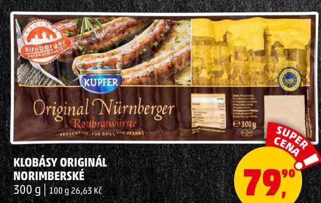 KLOBÁSY ORIGINÁL NORIMBERSKÉ, 300 g 