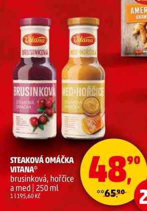 STEAKOVÁ OMÁČKA VITANA brusinková, hořčice a med, 250 ml