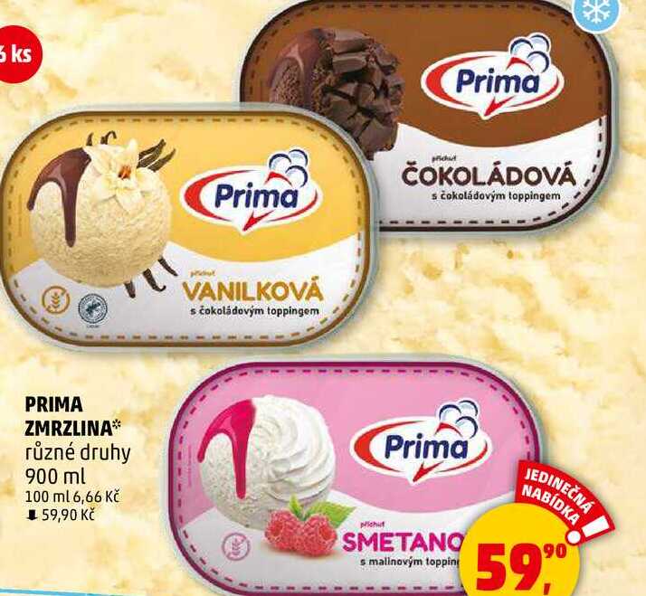 PRIMA ZMRZLINA různé druhy, 900 ml  
