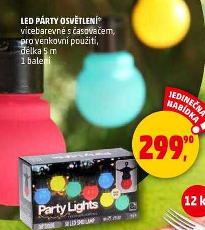LED PÁRTY OSVĚTLENÍ vícebarevné s časovačem, délka 5 m, 1 balení 