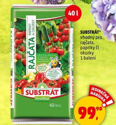 SUBSTRÁT vhodný pro rajčata, papriky či okurky, 1 balení  