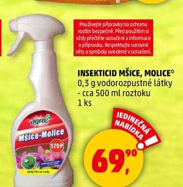 INSEKTICID MŠICE, MOLICE 0,3 g vodorozpustné látky - cca 500 ml roztoku, 1 ks 