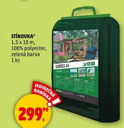STÍNOVKA 1,5 x 10 m, 100% polyester, zelená barva, 1 ks  