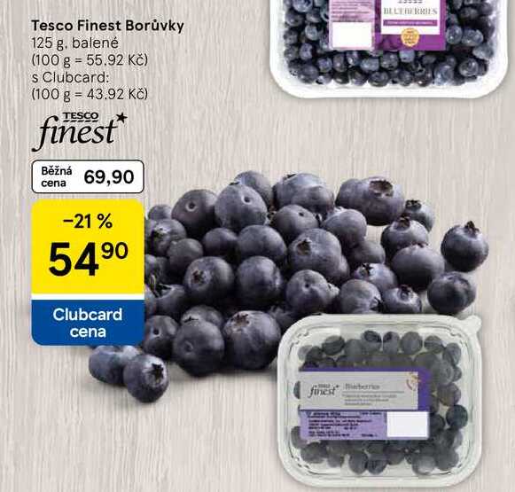 Tesco Finest Borůvky, 125 g. balené 