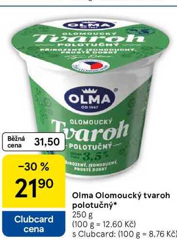 Olma Olomoucký tvaroh polotučný, 250 g