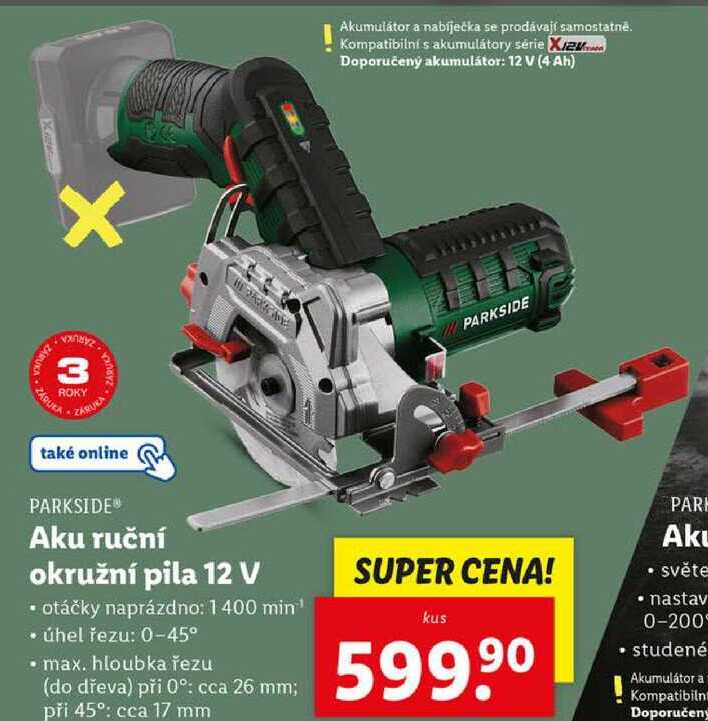 Aku ruční okružní pila 12 V 
