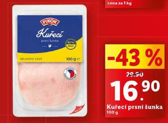 Kuřecí prsní šunka, 100 g   