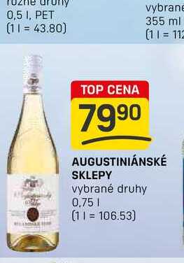 AUGUSTINIÁNSKÉ SKLEPY vybrané druhy 0.75l