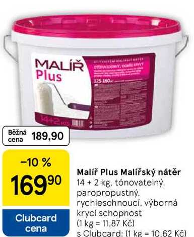 Malíř Plus Malířský nátěr, 14+2 kg, tónovatelný 