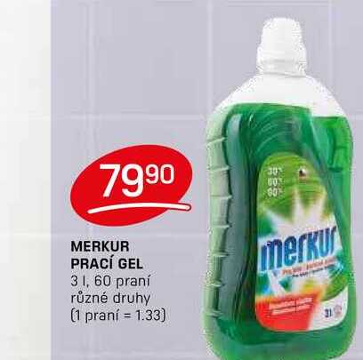 MERKUR PRACÍ GEL 31, 60 praní různé druhy 