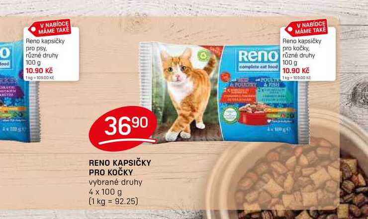 RENO KAPSIČKY PRO KOČKY vybrané druhy 4 x 100g