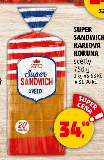 SUPER SANDWICH KARLOVA KORUNA světlý, 750 g 