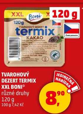 TVAROHOVÝ DEZERT TERMIX XXL BONI různé druhy, 120 g 