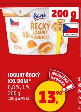 JOGURT ŘECKÝ XXL BONI 0,8%, 200 g 