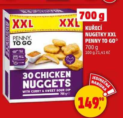 KUŘECÍ NUGETKY XXL PENNY TO GO, 700 g 