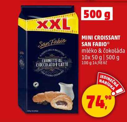 MINI CROISSANT SAN FABIO mléko & čokoláda, 10x 50 g 