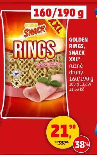 GOLDEN RINGS, SNACK XXL různé druhy, 160/190 g  