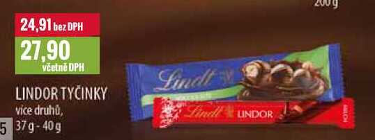 LINDOR TYČINKY 37g-40g 