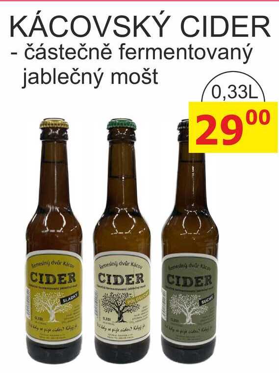 KÁCOVSKÝ CIDER - částečně fermentovaný jablečný mošt 0,33L 