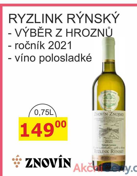 ZNOVÍN 0,75L RYZLINK RÝNSKÝ 