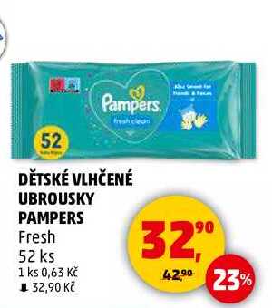 DĚTSKÉ VLHČENÉ UBROUSKY PAMPERS Fresh, 52 ks  
