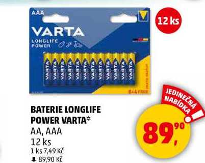 BATERIE LONGLIFE POWER VARTA AA, AAA, 12 ks