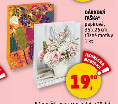 DÁRKOVÁ TAŠKA papírová, 36 x 26 cm, různé motivy, 1 ks  