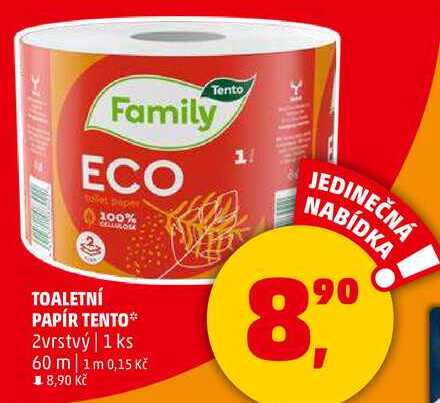 TOALETNÍ PAPÍR TENTO 2vrstvý, 1 ks