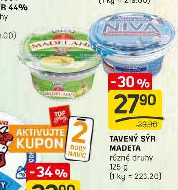TAVENÝ SÝR MADETA různé druhy 125 g