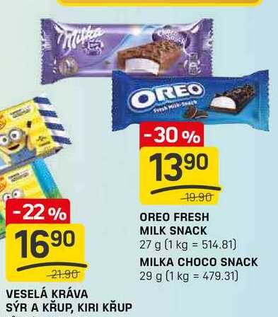 OREO FRESH MILK SNACK 27 g