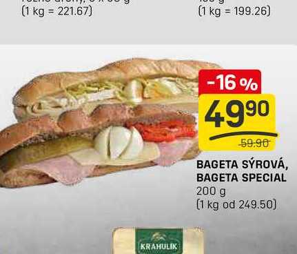 BAGETA SÝROVÁ, BAGETA SPECIAL 200 g 