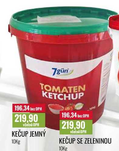 KEČUP JEMNÝ, KEČUP SE ZELENINOU 10Kg 